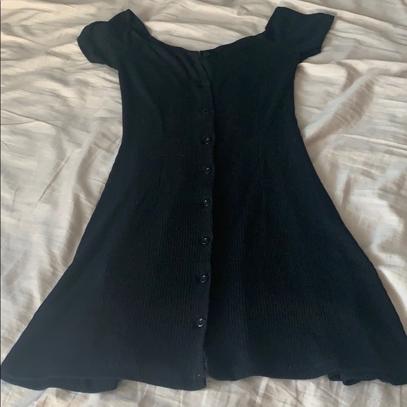 Black off the shoulder mini dress